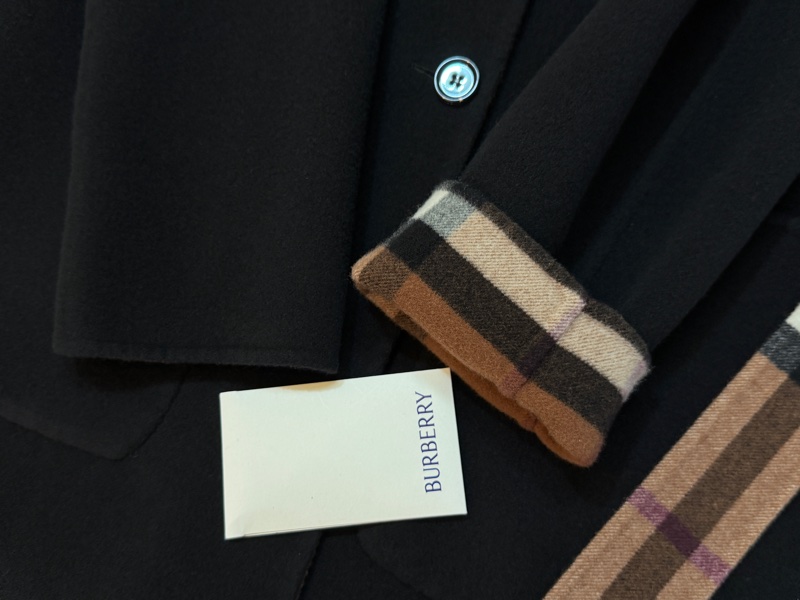 BURBERRY英國雙面樺木棕色格紋羊毛大衣UK4-11