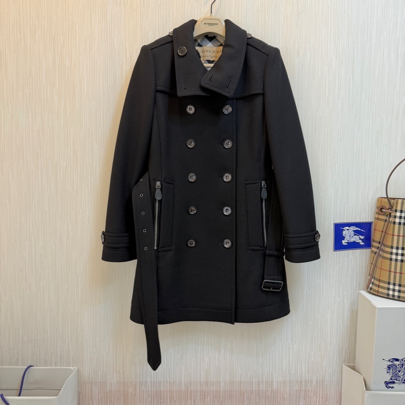 BURBERRY英國黑色羊毛大衣UK6-2