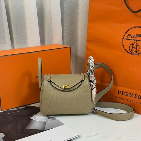 HERMES Mini lindy ll - 風衣灰金 K
