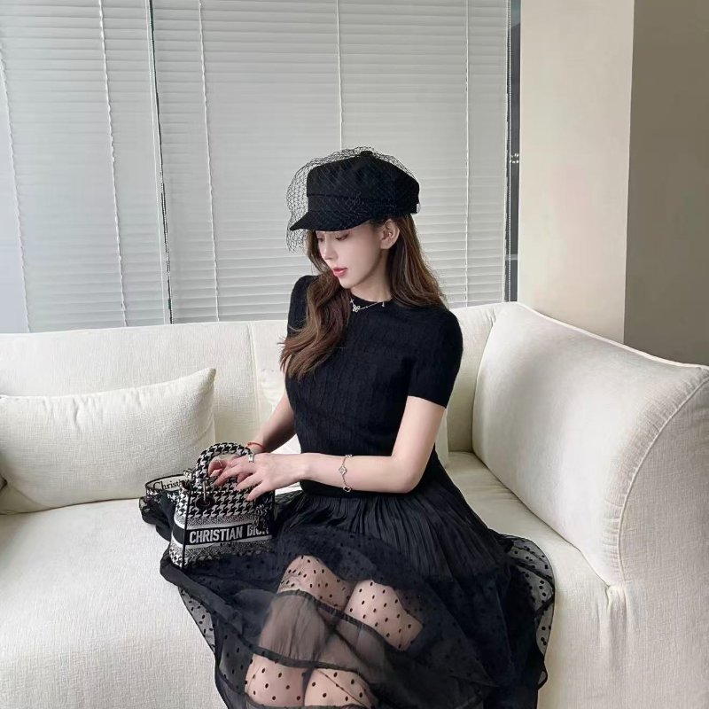 DIOR 千鳥格黛妃格紋圖手提托特包 24*20*7 99新配件盒子塵袋保卡-0