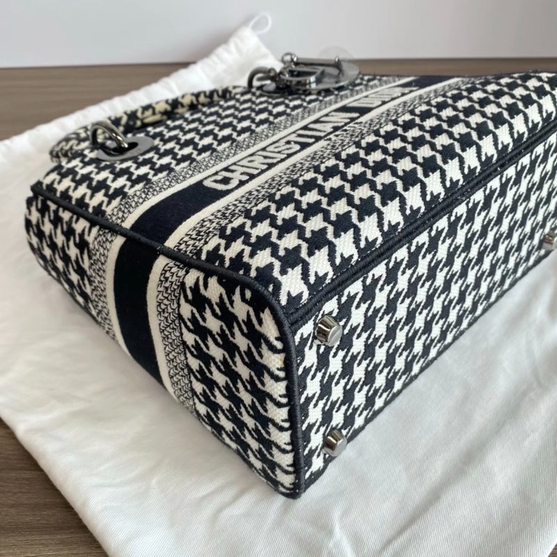 DIOR 千鳥格黛妃格紋圖手提托特包 24*20*7 99新配件盒子塵袋保卡-2