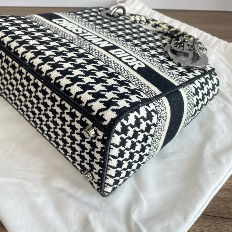 DIOR 千鳥格黛妃格紋圖手提托特包 24*20*7 99新配件盒子塵袋保卡-3