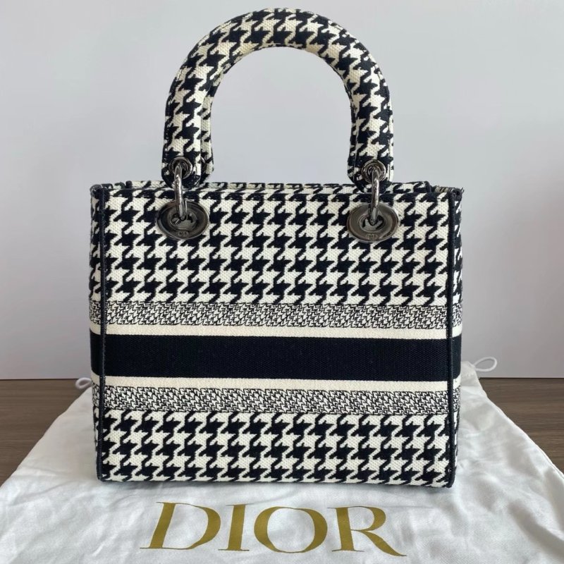 DIOR 千鳥格黛妃格紋圖手提托特包 24*20*7 99新配件盒子塵袋保卡-4