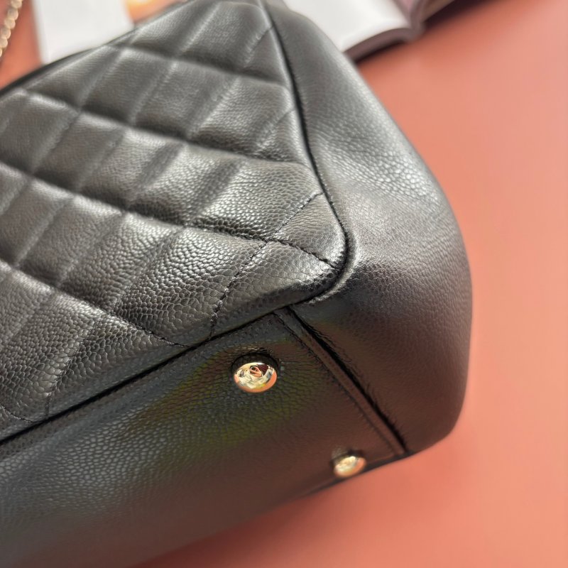 ::CHANEL:: Affinity Flap 黑色荔枝牛皮金轉釦經典郵差包手提/斜背包 大款-8