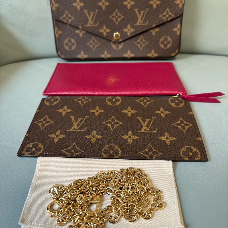 全新全套LV Felicie Pochette 老花三合一芯片款，全新未使用，專櫃正品，配件齊全！帶盒、票、塵袋、鏈條齊備-3