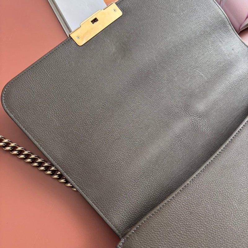 ::CHANEL:: A93703 灰色菱格牛皮金牌下蓋手提側背包 兩用包 上班包 商務包-15