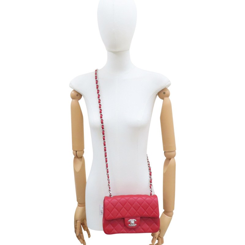 紅色 羊皮 COCO 20 鏈帶肩背包 淡金釦【CHANEL 香奈兒】 A69900-8