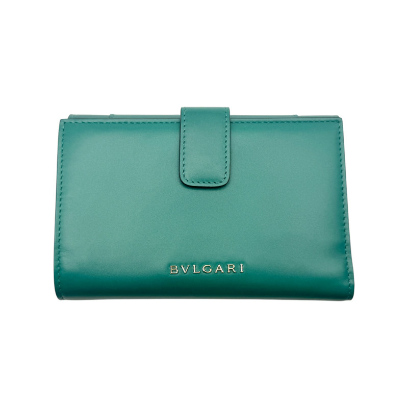 綠色 牛皮 Serpenti Forever 金扣 兩折中夾 294606【BVLGARI 寶格麗】 294606-1