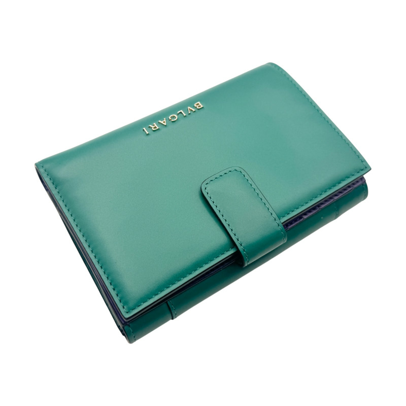 綠色 牛皮 Serpenti Forever 金扣 兩折中夾 294606【BVLGARI 寶格麗】 294606-3