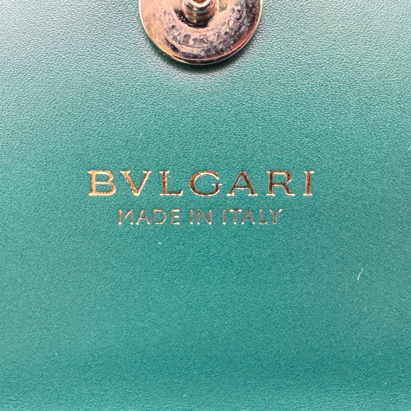 綠色 牛皮 Serpenti Forever 金扣 兩折中夾 294606【BVLGARI 寶格麗】 294606-6