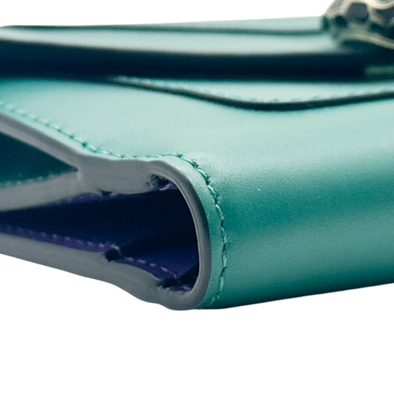 綠色 牛皮 Serpenti Forever 金扣 兩折中夾 294606【BVLGARI 寶格麗】 294606-11