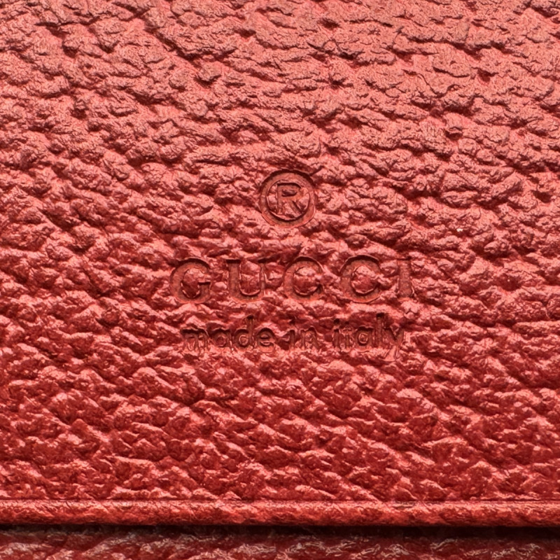 紅/棕色 提花帆布 GG Ophidia 金扣 兩折短夾 523155【GUCCI 古馳】 523155-7