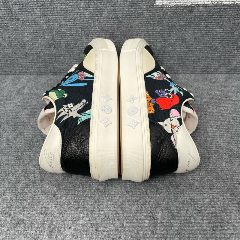 LV 黑色帆布面動物印花板鞋38碼-5