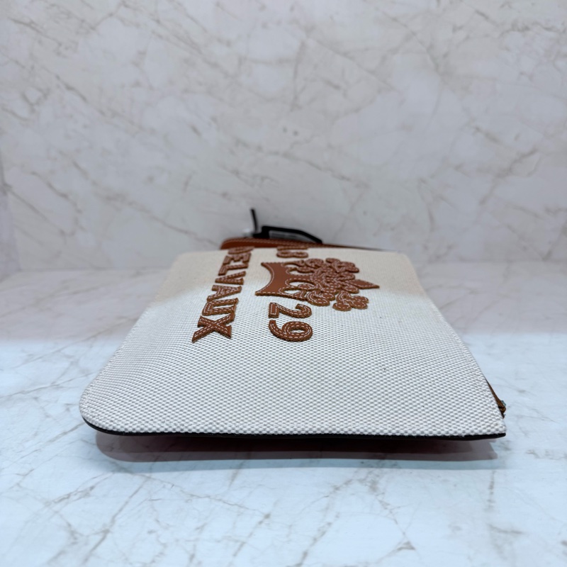 DELVAUX棕色LOGO皮拼布手拿包-4