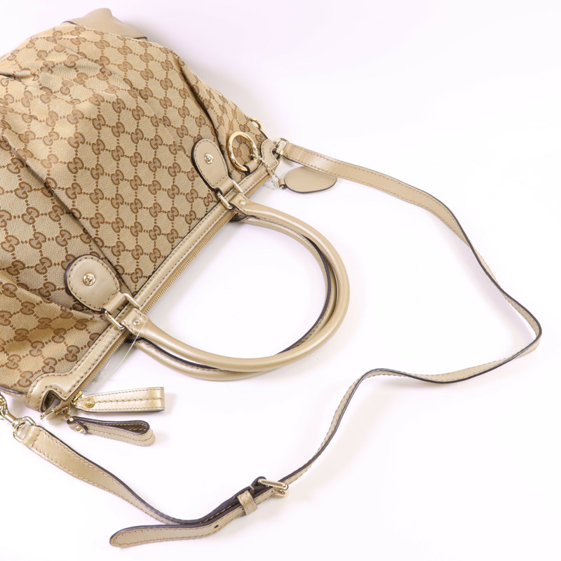 GUCCI 帆布2 Way Shoulder Bag金扣手挽肩背兩用袋-4