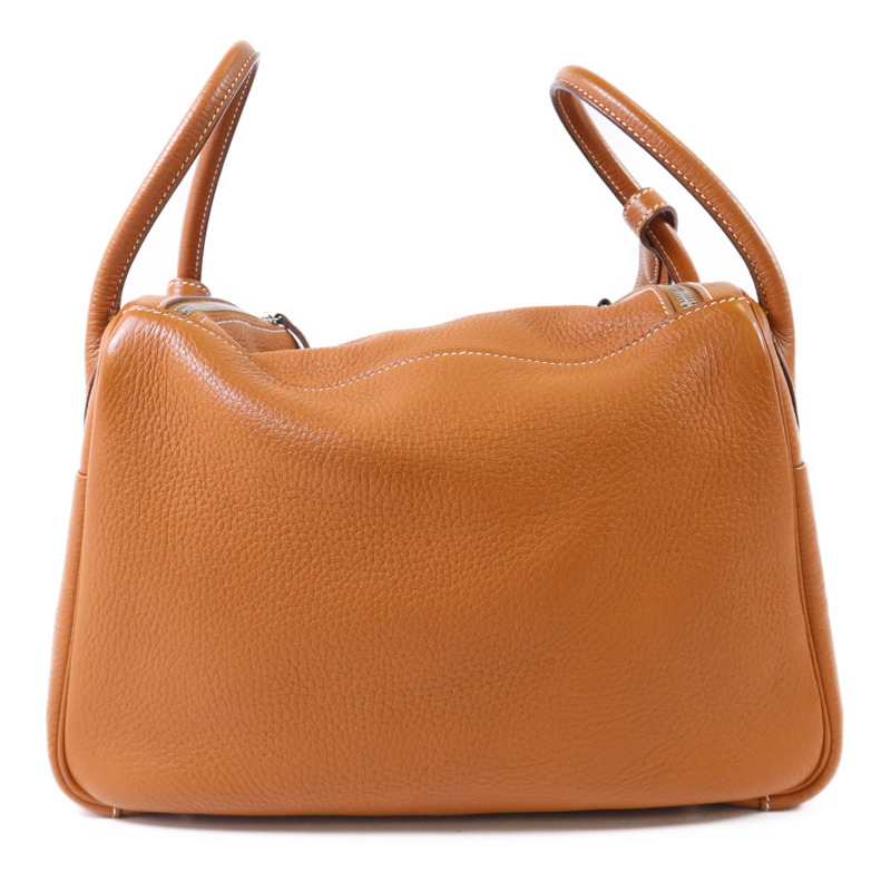 HERMES Clemence皮革Lindy 30銀扣手挽肩背兩用袋Gold-1