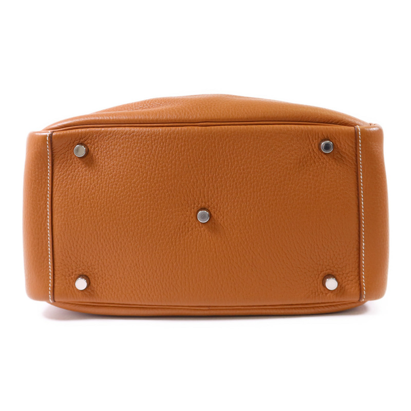 HERMES Clemence皮革Lindy 30銀扣手挽肩背兩用袋Gold-3