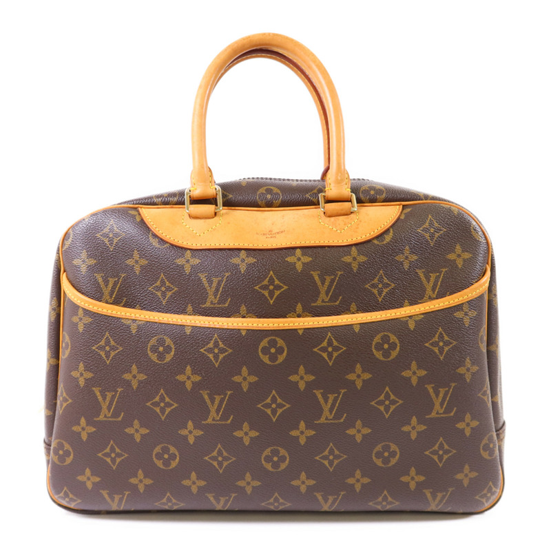 LOUIS VUITTON Monogram Deauville金扣手挽袋棕色-0