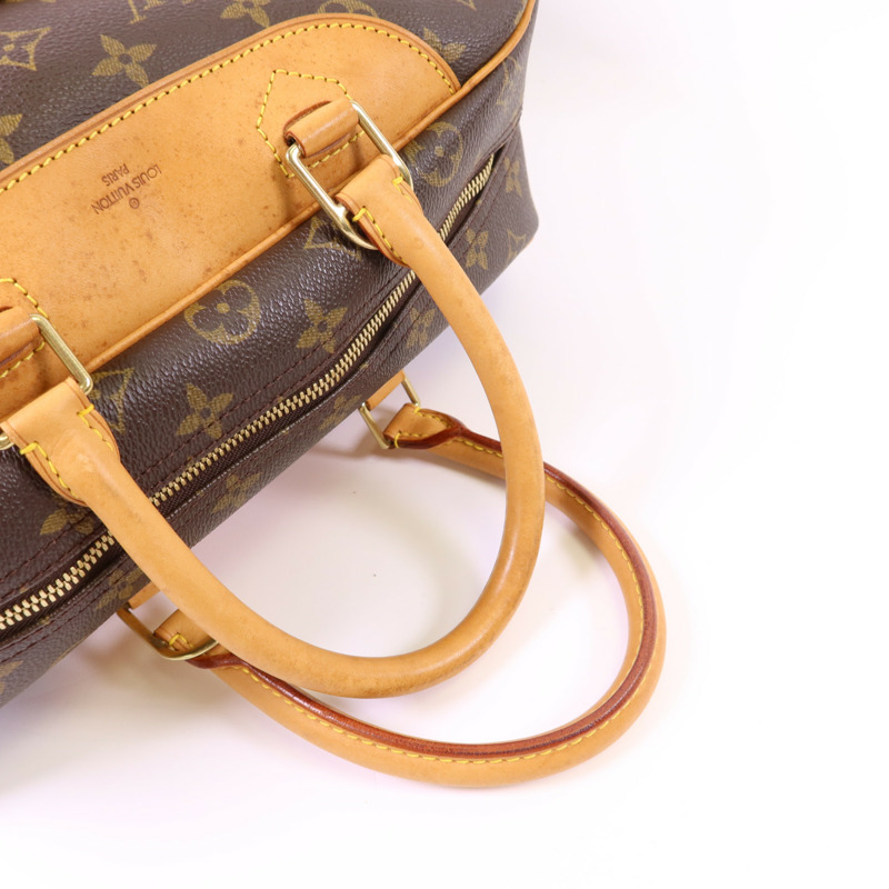 LOUIS VUITTON Monogram Deauville金扣手挽袋棕色-4