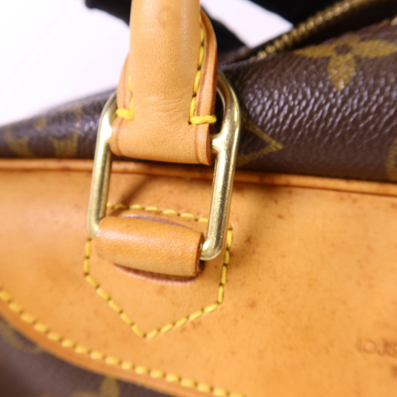 LOUIS VUITTON Monogram Deauville金扣手挽袋棕色-8