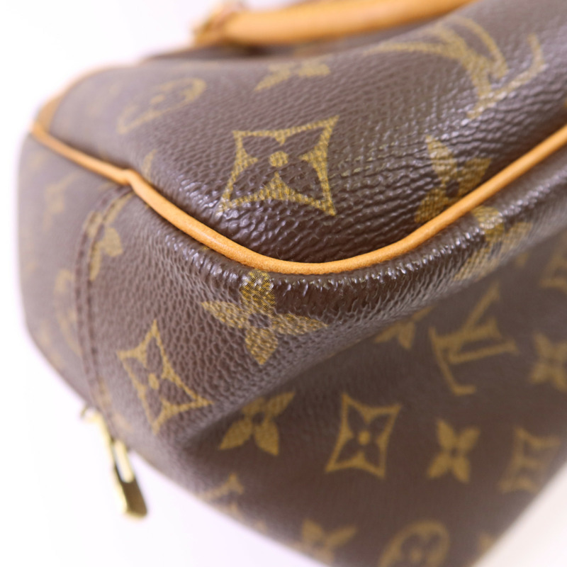 LOUIS VUITTON Monogram Deauville金扣手挽袋棕色-11