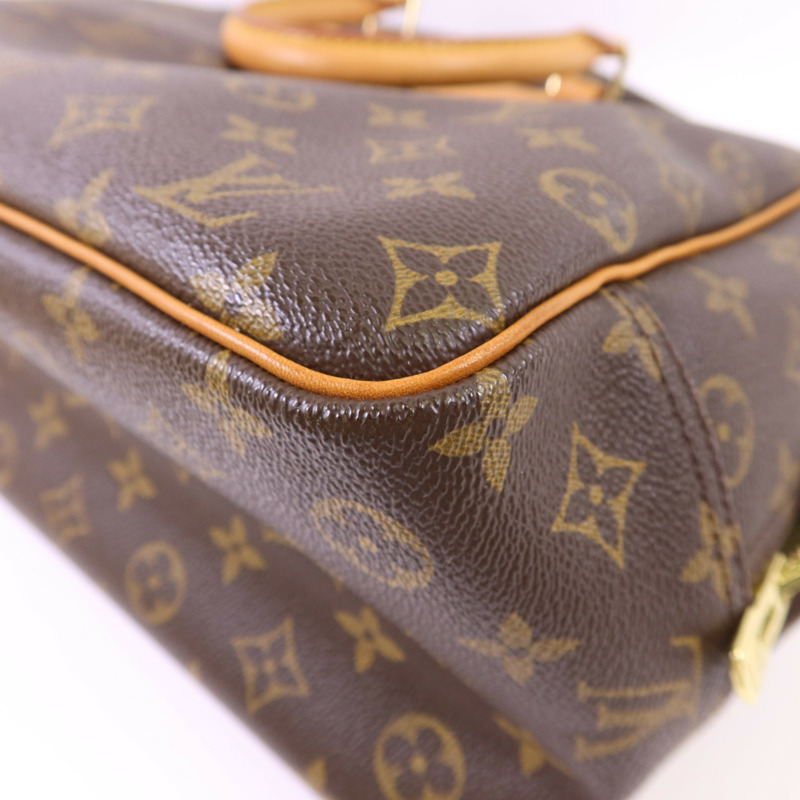 LOUIS VUITTON Monogram Deauville金扣手挽袋棕色-12