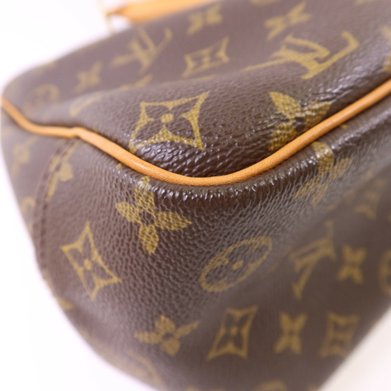 LOUIS VUITTON Monogram Deauville金扣手挽袋棕色-13