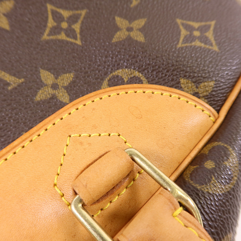 LOUIS VUITTON Monogram Deauville金扣手挽袋棕色-16