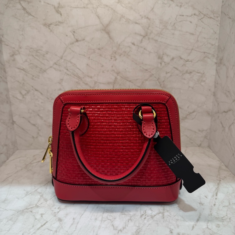 GUCC 紅拉菲草金色五金單肩包-3