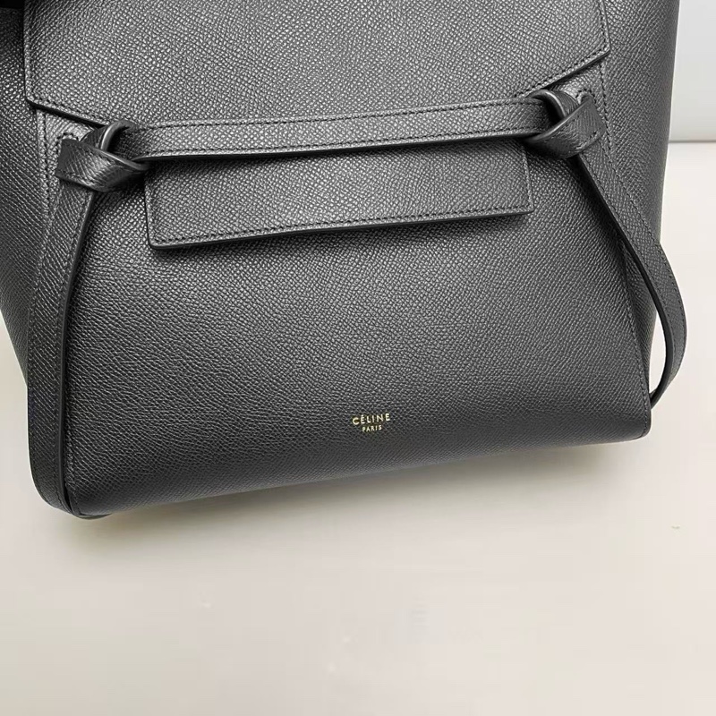 Celine賽琳 micro牛皮荔枝紋鯰魚包 小號 黑色-8