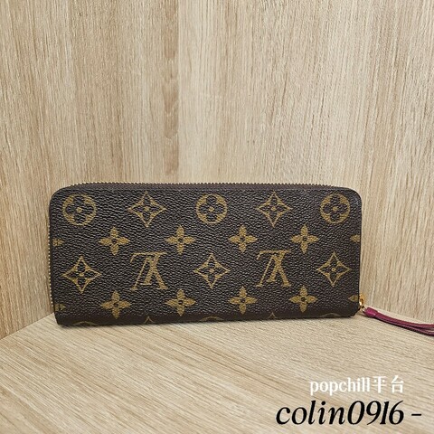[ LV人氣長夾☺️ ] LV老花Clemence金釦紫紅拉鏈長夾