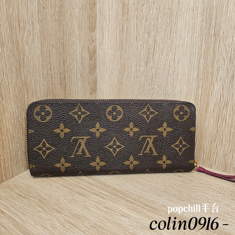 [ LV人氣長夾☺️ ] LV老花Clemence金釦紫紅拉鏈長夾-0