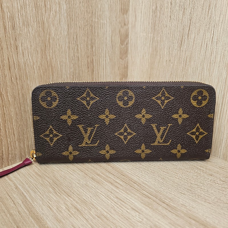 [ LV人氣長夾☺️ ] LV老花Clemence金釦紫紅拉鏈長夾-2