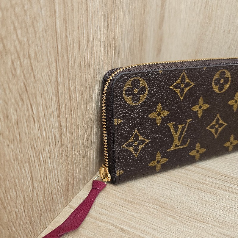 [ LV人氣長夾☺️ ] LV老花Clemence金釦紫紅拉鏈長夾-3