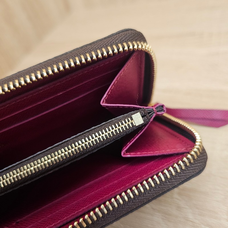 [ LV人氣長夾☺️ ] LV老花Clemence金釦紫紅拉鏈長夾-12
