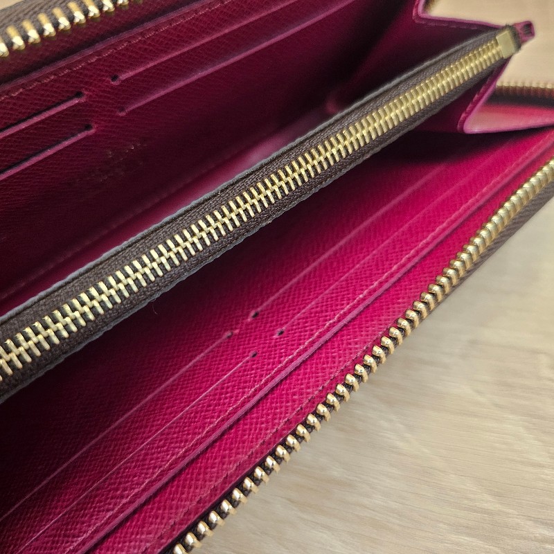 [ LV人氣長夾☺️ ] LV老花Clemence金釦紫紅拉鏈長夾-13