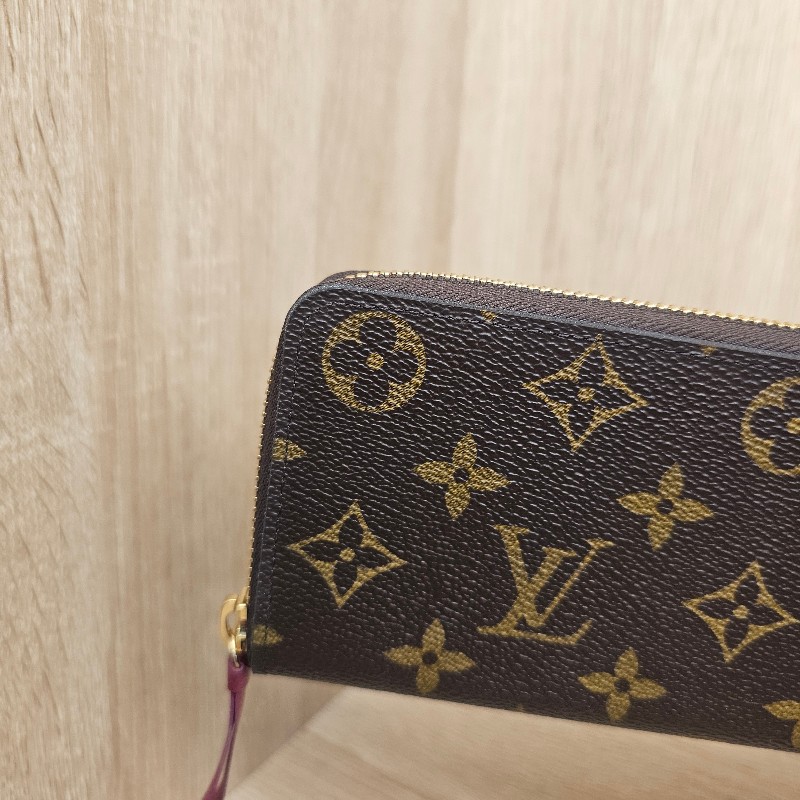 [ LV人氣長夾☺️ ] LV老花Clemence金釦紫紅拉鏈長夾-17