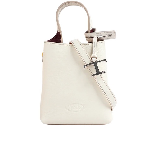 T Logo 超小號手提/斜背二用皮革手機包(白色)