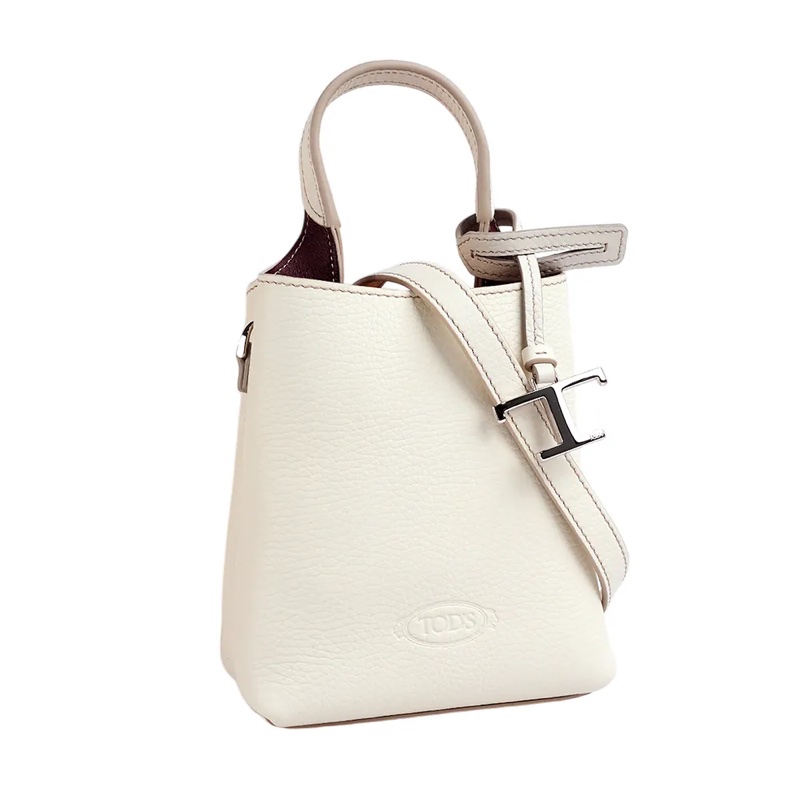 T Logo 超小號手提/斜背二用皮革手機包(白色)-1