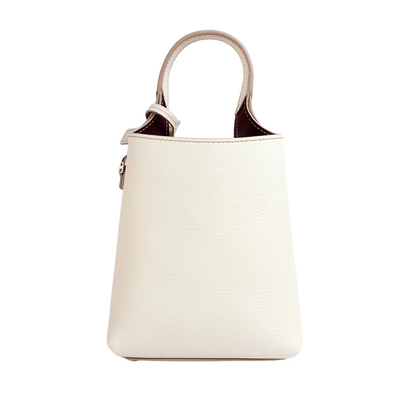 T Logo 超小號手提/斜背二用皮革手機包(白色)-2