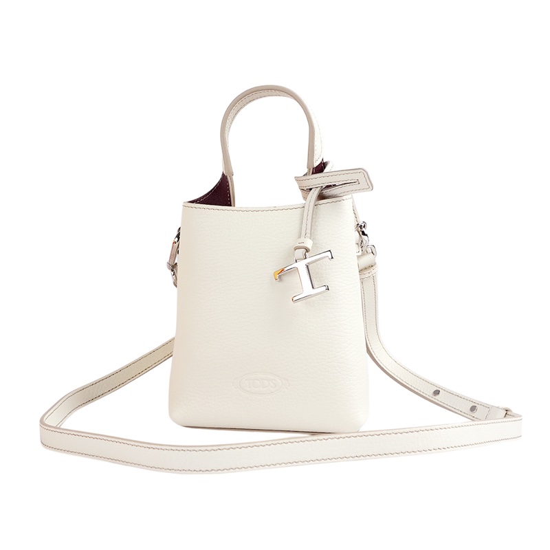 T Logo 超小號手提/斜背二用皮革手機包(白色)-4