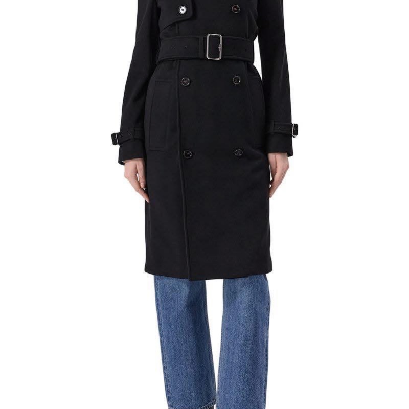 BURBERRY英國黑色羊絨大衣UK6-0