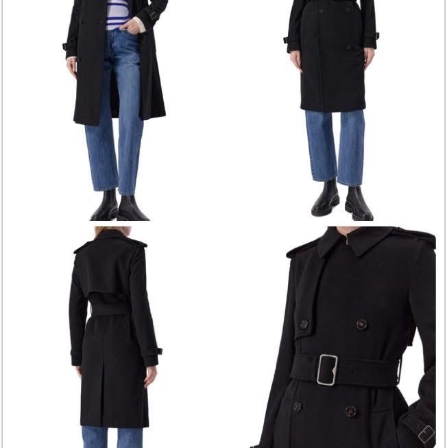 BURBERRY英國黑色羊絨大衣UK6-1