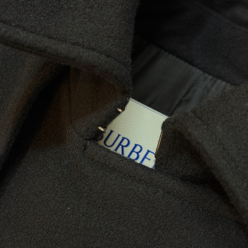BURBERRY英國黑色羊絨大衣UK6-10