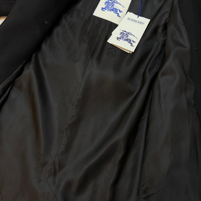 BURBERRY英國黑色羊絨大衣UK6-12