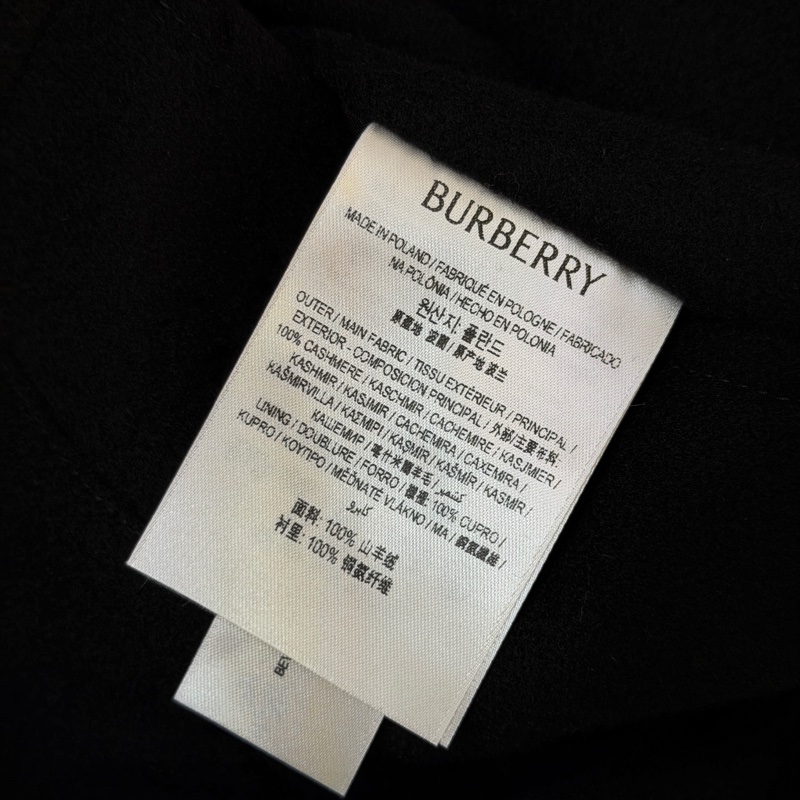 BURBERRY英國黑色羊絨大衣UK6-14