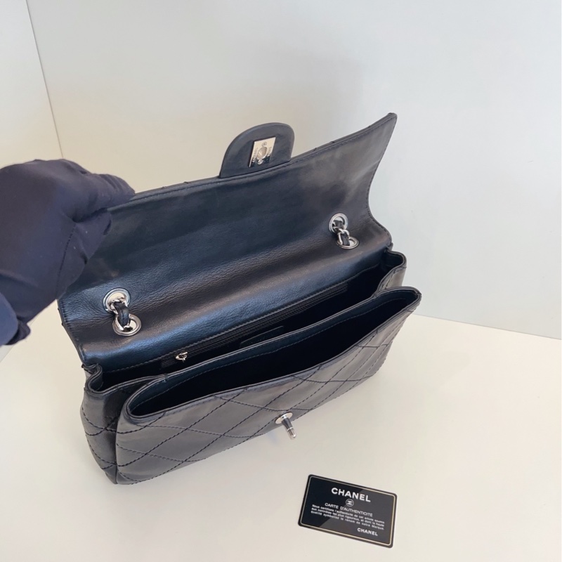 【98新🆕】Chanel 黑銀 CF外縫線 大菱格 季節款 機場 鏈條包 單肩斜挎包-7