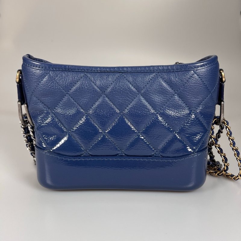 CHANEL 流浪包漸層漆皮小號藍色 25開-1
