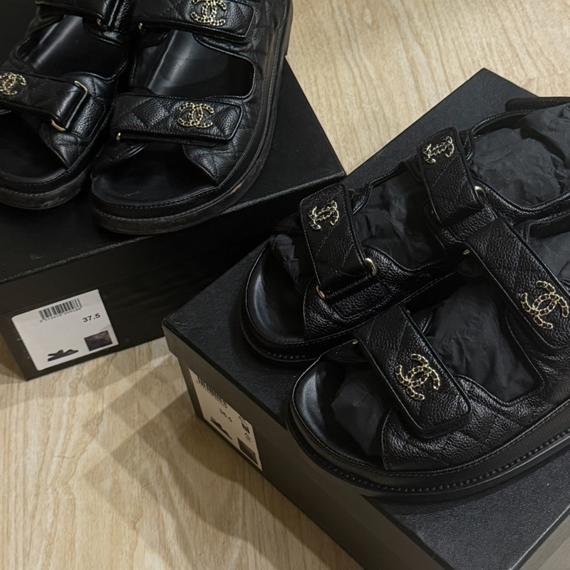 Chanel 經典魔鬼氈涼鞋-0