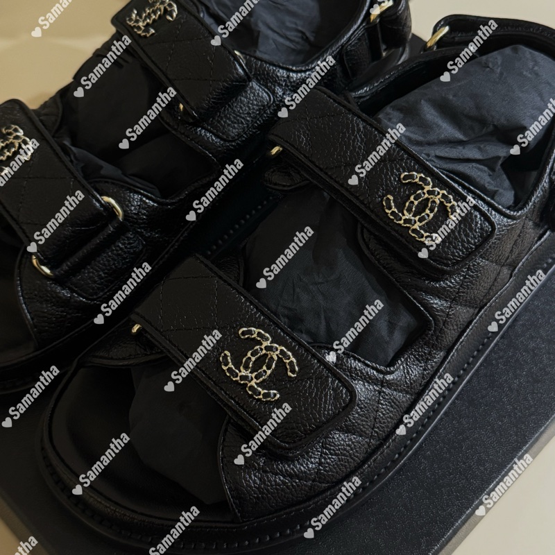 Chanel 經典魔鬼氈涼鞋-1